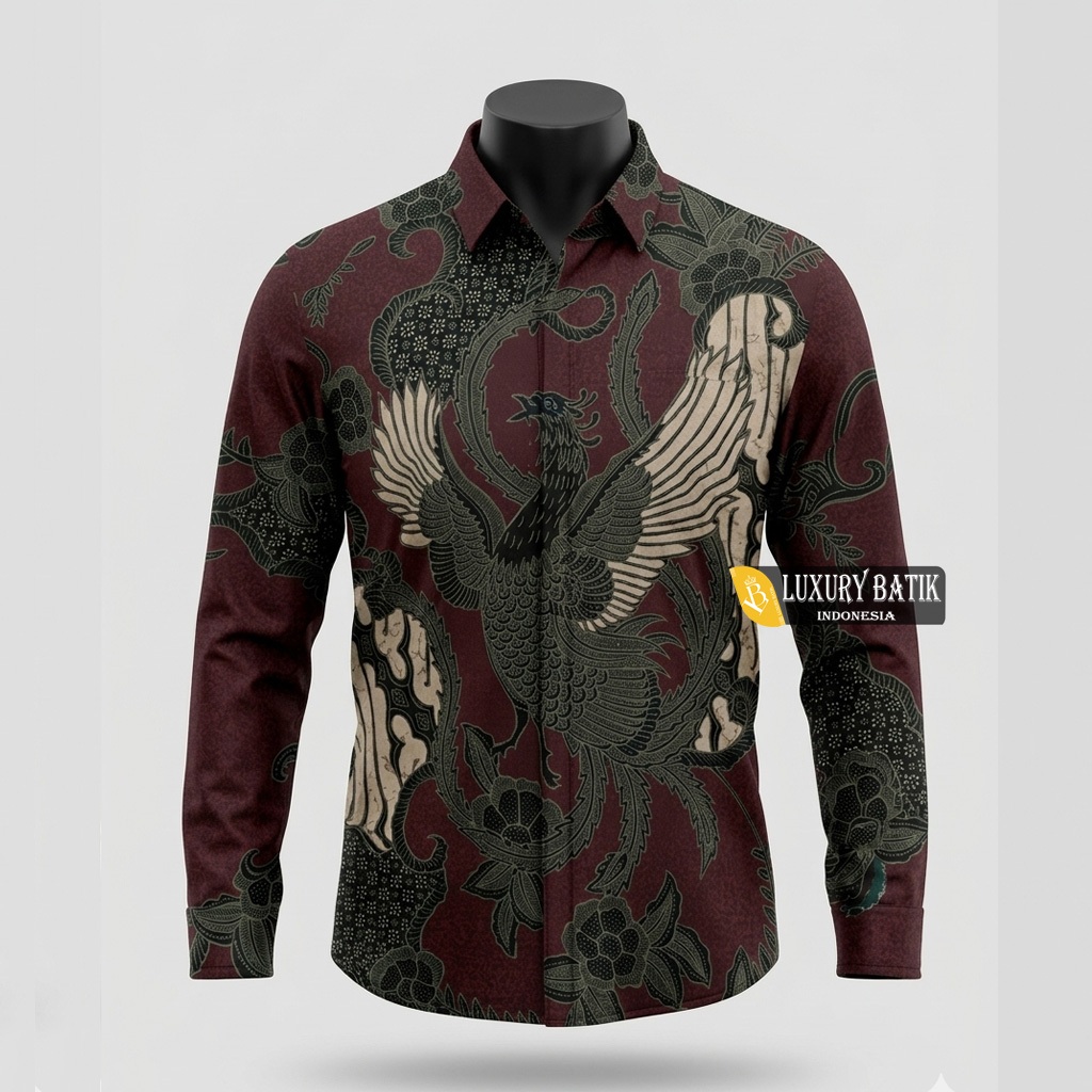Kemeja Batik Pria Slimfit Katun Premium Maroon