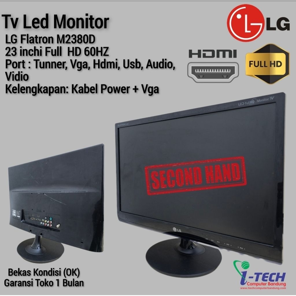 MONITOR LCD LED 19" 20" 21" 22" 23" 24" SAMSUNG | LG HD | FULL HD BEKAS KONDISI NORMAL.