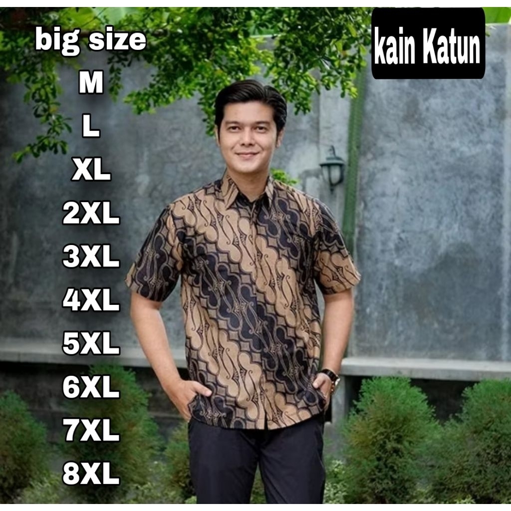 BATIK PRIA JUMBO M, L, XL, XXL, XXXL, XXXXL, XXXXXL HEM KEMEJA BATIK PRIA LENGAN PENDEK