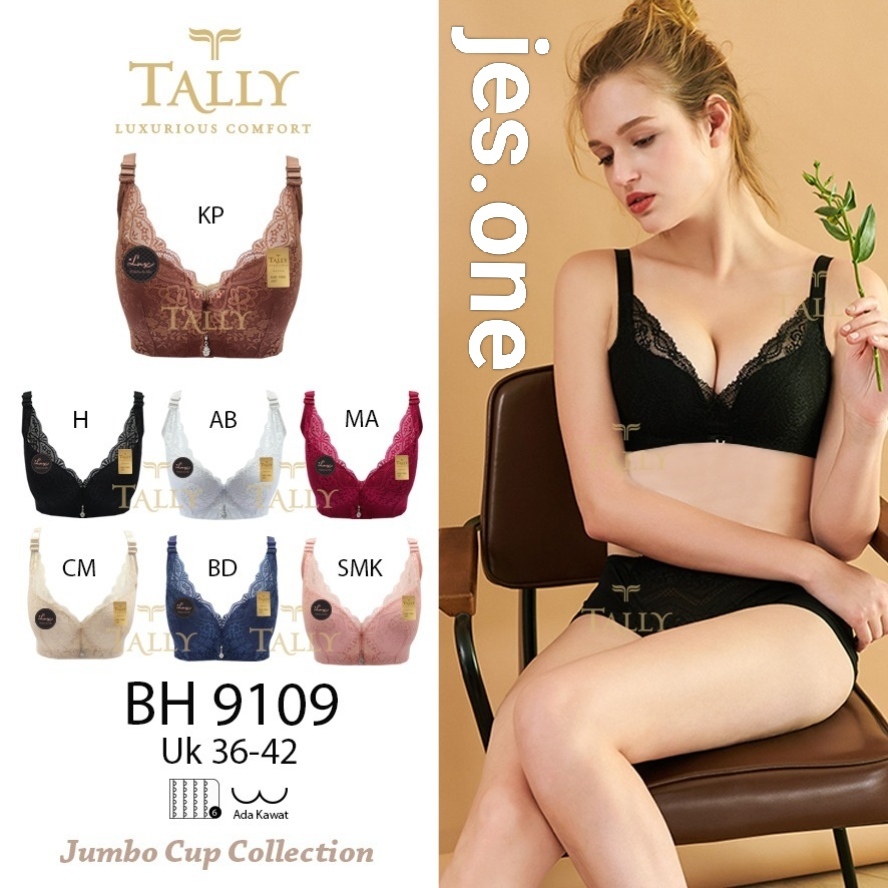 TALLY 9109 Bra BH Berkawat Busa Tipis Cup C  Kait 6 Penekan Lemak sz 36 - 42