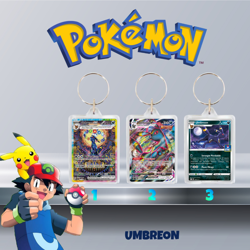 Gantungan Kunci Keychain Akrilik Card Pokemon Hologram - Umbreon