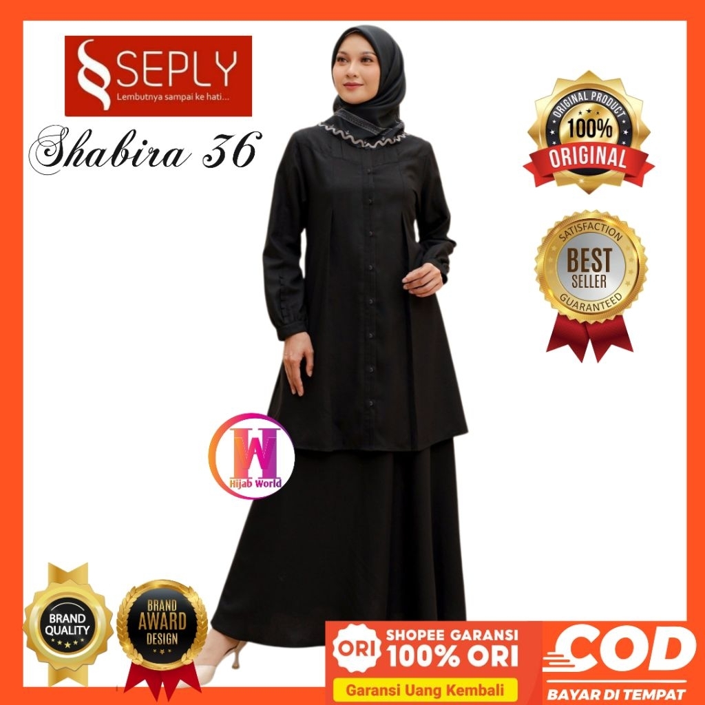 SEPLY Gamis Shabira 36 Seply Original / Gamis Seply 2026 / Gamis Umrah Hitam / Gamis Haji Hitam / Ga