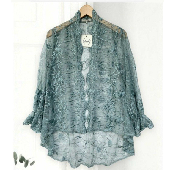 [NEW] Long outer brukat wisuda/kondangan/pesta biru wardah by Ajmala.id