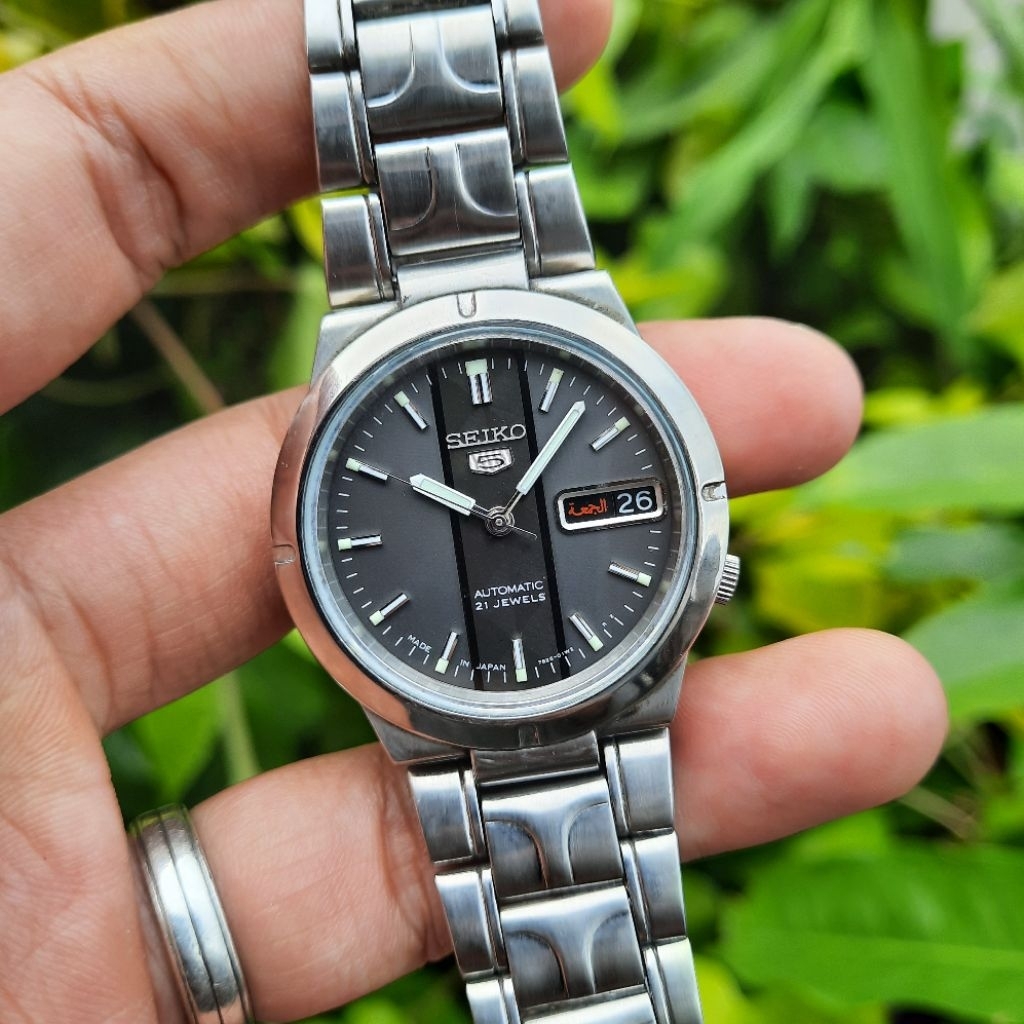 JDM  Seiko 5 Automatic 7s26-01Z0 Black Hitam Motif Antik