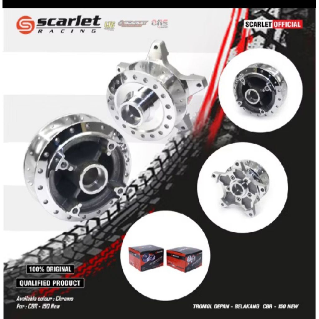TROMOL DEPAN BELAKANG SCARLET CB 150 R NEW LED CHROME HITAM