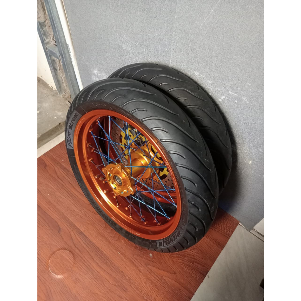 PAKET VELG CRF FULL SCARLET UKUR 300/350 SUPERMOTO STYLE