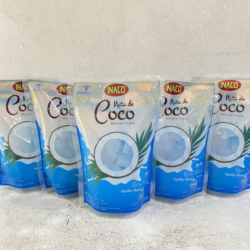 Inaco nata de coco rasa vanilla 360 gram | inaco nata de coco