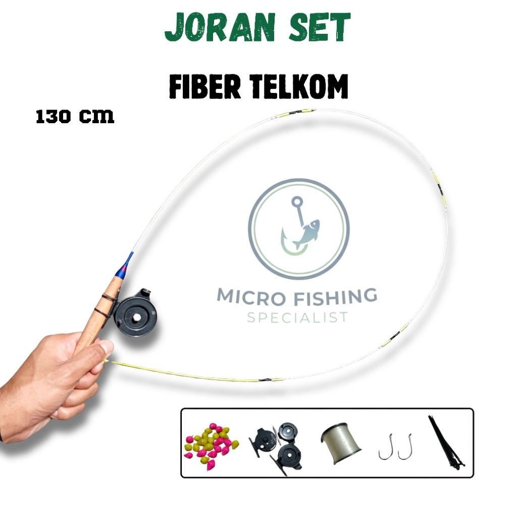 (Best Seller 130 CM Putih) Joran Pancing Fiber Telkom Wader Satu Set Siap Pakai Lentur Dan Kuat