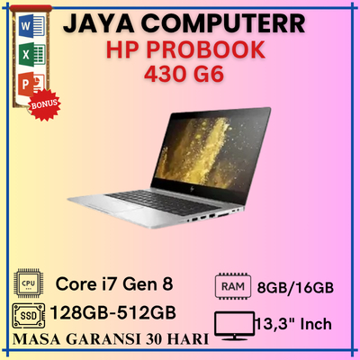 HP Probook 430 G6 Core i5 / i7 Gen 8 Ram 8GB / 16GB SSD 128GB / 256GB / 512GB, Layar 13.3"Inch