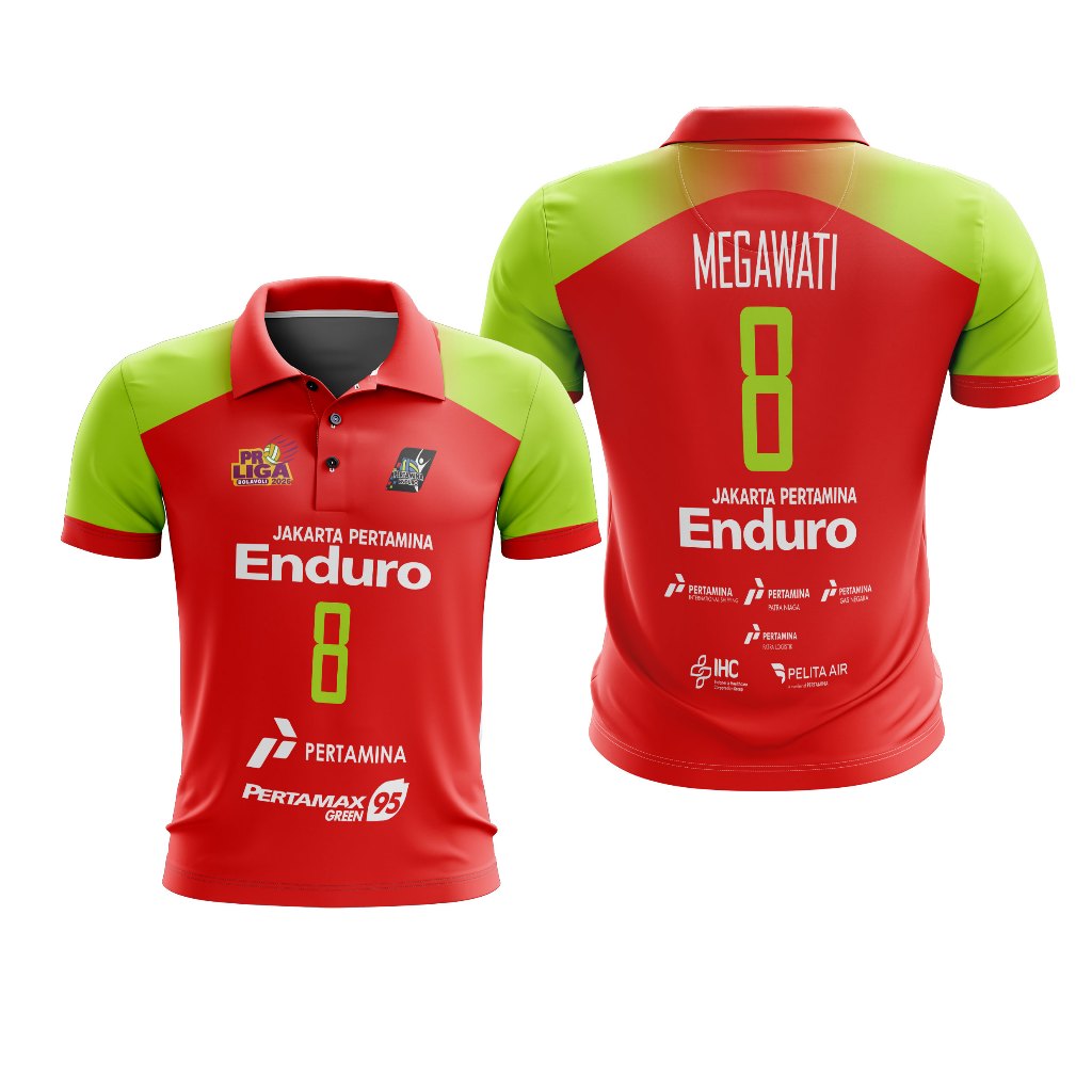 Baju Kaos Polo Wangki Voli Olahraga Volley ProLiga Jakarta Pertamina Enduro 2026 Custom Full Print F