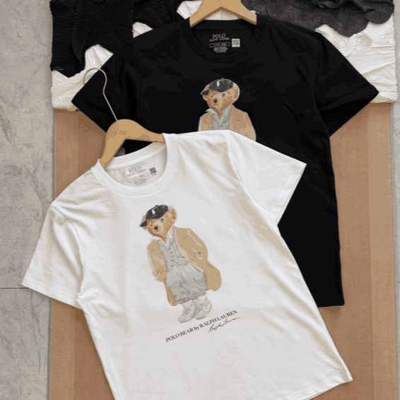 [FAST PO] Polo Ralph Lauren Iconic Bear Black & White T-Shirt Brand New