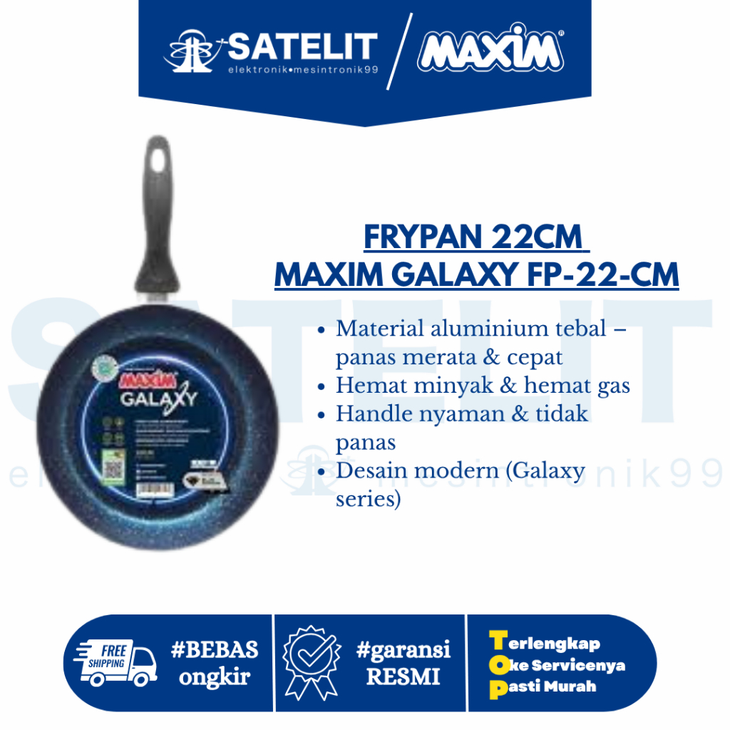 FRYPAN MAXIM GALAXY 22 CM | Wajan Teflon Anti Lengket 22cm Hemat Gas Original GAL22FP