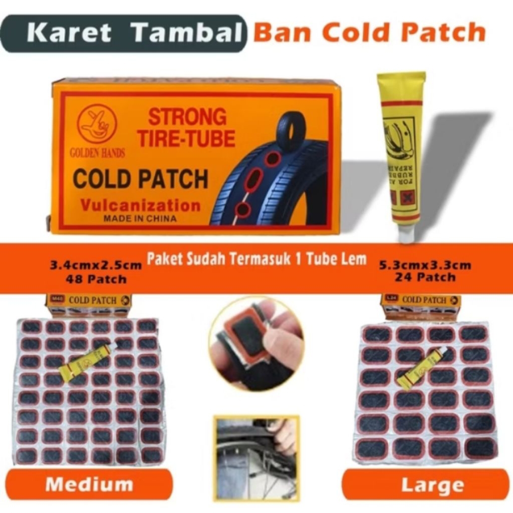 Sticker Lem Tambal Ban Karet Dalam Sepeda Motor Strong Tire Tube Cold Patch COLDPATCH Medium M M 48 