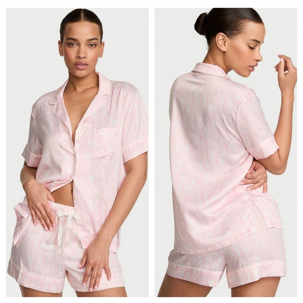 [ORI] VS Signature Satin Short Pajama Set //Piyama Luxury // Piyama Tidur Wanita // Baju Tidur Wanit