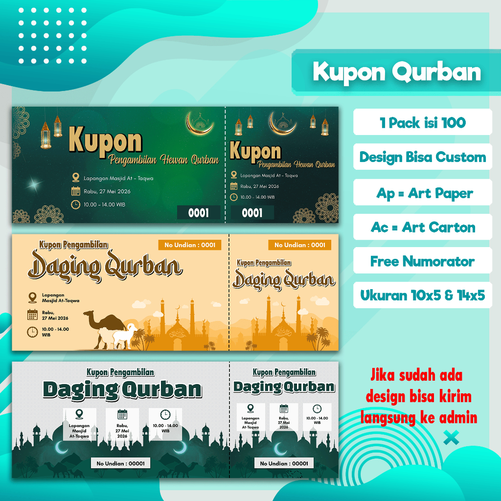 Cetak Kupon Pengambilan Kupon Qurban / IDUL ADHA (Free Design)