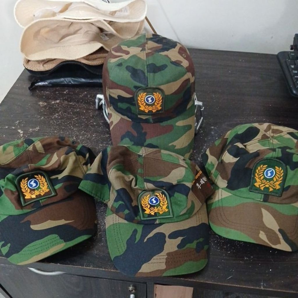 1 paket 4pcs bundling topi military army korea bahan katun tebal logo bordir second Original size S-