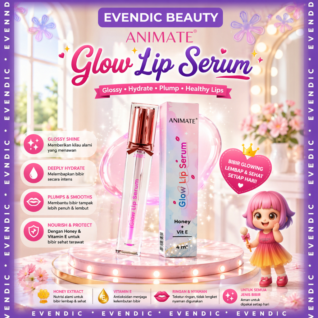 Animate Glow Lip Serum l Melembapkan Bibir | Evendic Beauty