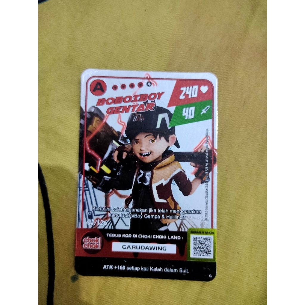 kartu foil Mosta galaxy Card x choki-Choki boboiboy gentar