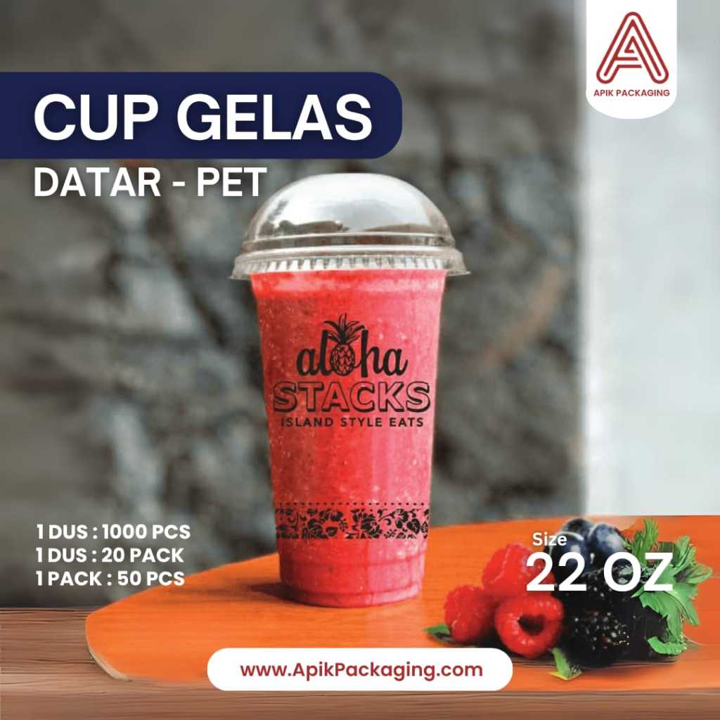 Gelas PET 22oz Universal 1 Dus Isi 1000 pcs Cup Plastik Bening Tebal Minuman Dingin Teh Boba
