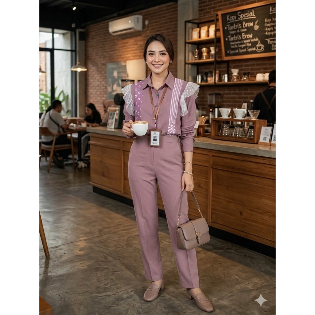 Masayu Batik - Blouse Batik Atasan Wanita Reworked Lilac Taro Series