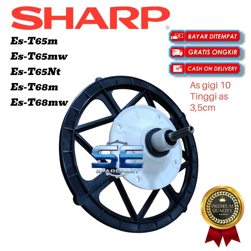 GEARBOX + PULLY SHARP MESIN CUCI SHARP TIPIS ES-T65NT T65MW T65NT T68mw T68M GIGI 10