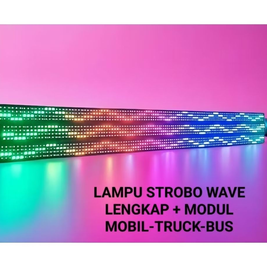 Lampu StroboKaca Wave 40 Mode & 3 Layer 4 Baris 12/24V Mobil Pickup Truck/Bus +Modul