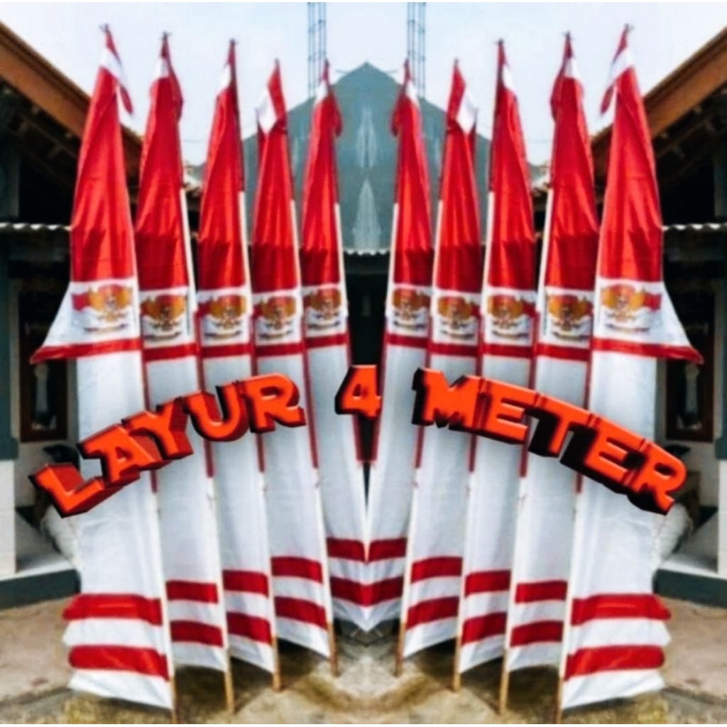 umbul umbul Layur Garuda 4 meter Merah Putih || umbul umbul panjang 4 meter