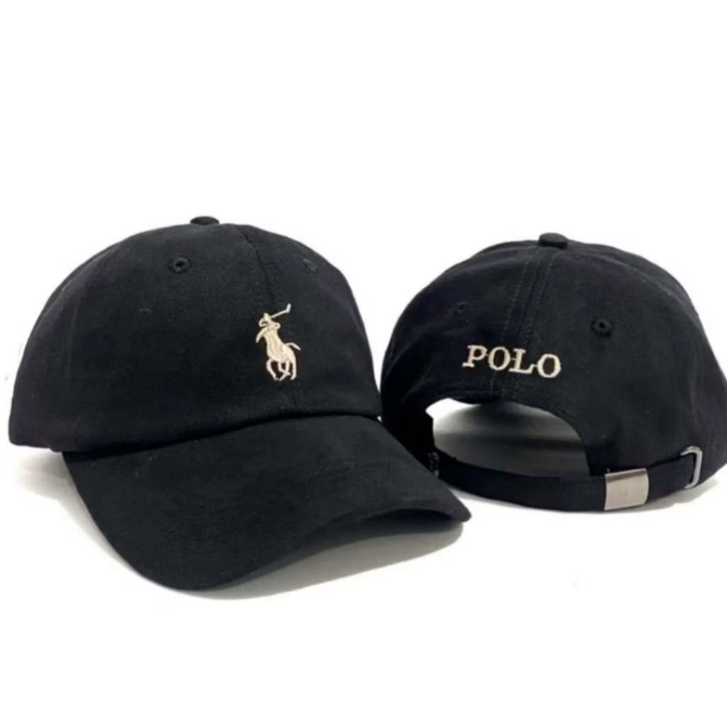 Topi Polo Original - Desain Elegan, Logo Emas, Adjustable