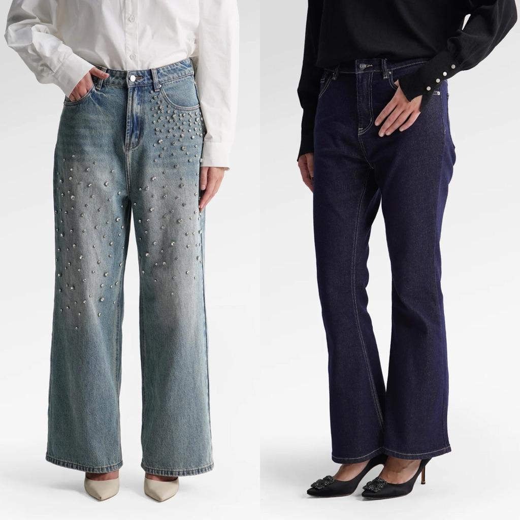 [baca deskripsi‼️] BRIANNA DENIM PANTS BLUE ASHLEY DENIM PANTS BLACK FLARE JEANS FLARE PANTS STRAIGH