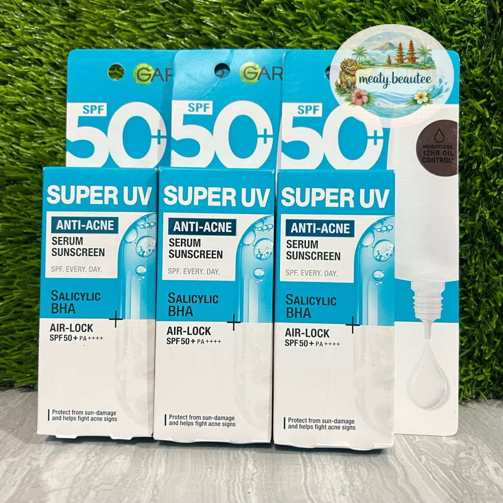 SUPER UV Anti Acne Serum Sunscreen - 30ml - Garnier SPF 50+ PA++++ - Sunscreen Wajah Perlindungan Si