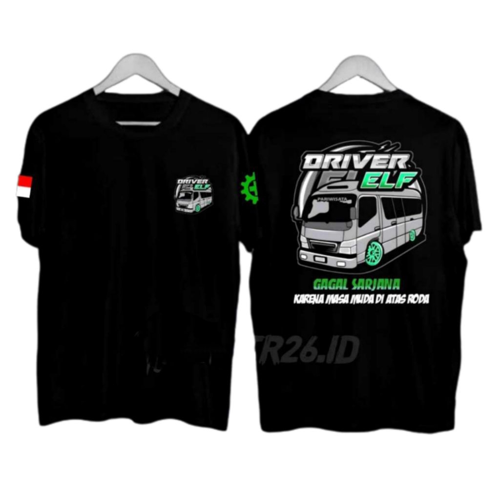 KAOS TSHIRT DRIVER ELF CORAK ABU//KAOS DRIVER MUDA