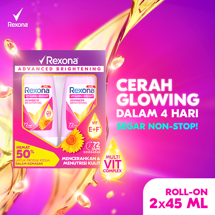 Rexona Women Deodorant Anti-Perspirant Roll On Advanced Brightening 45ml Twinpack