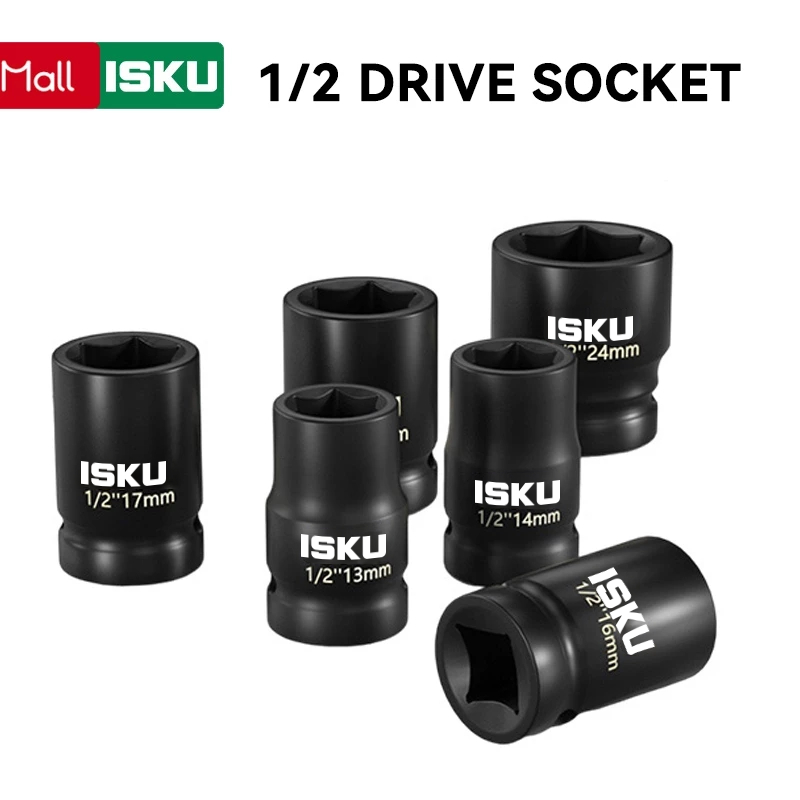 [Tidak puas dalam 7 hari, pengembalian gratis] ISKU Impact Socket 1/2'' Pendek Kunci Mata Sok Pukul 