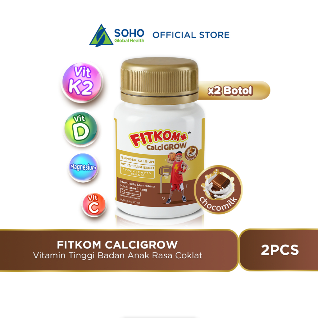 Fitkom CalciGROW Tablet Hisap Suplemen Kesehatan Tulang Anak - Paket isi 2