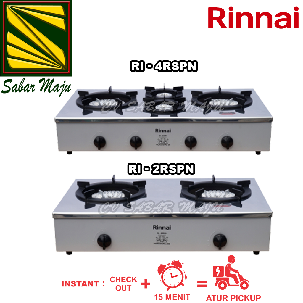 Rinnai Kompor Gas Komersil Low Pressure RIRSP 2 Tungku Dan RI4RSP 4 Tungku Stainless Steel