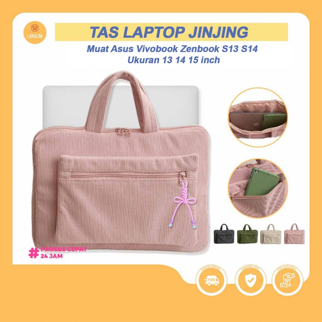 Tas Laptop Universal Asus Vivobook Zenbook Rog Corduroy Sleeve Pouch Soft Case Bag Cover Leptop Appl