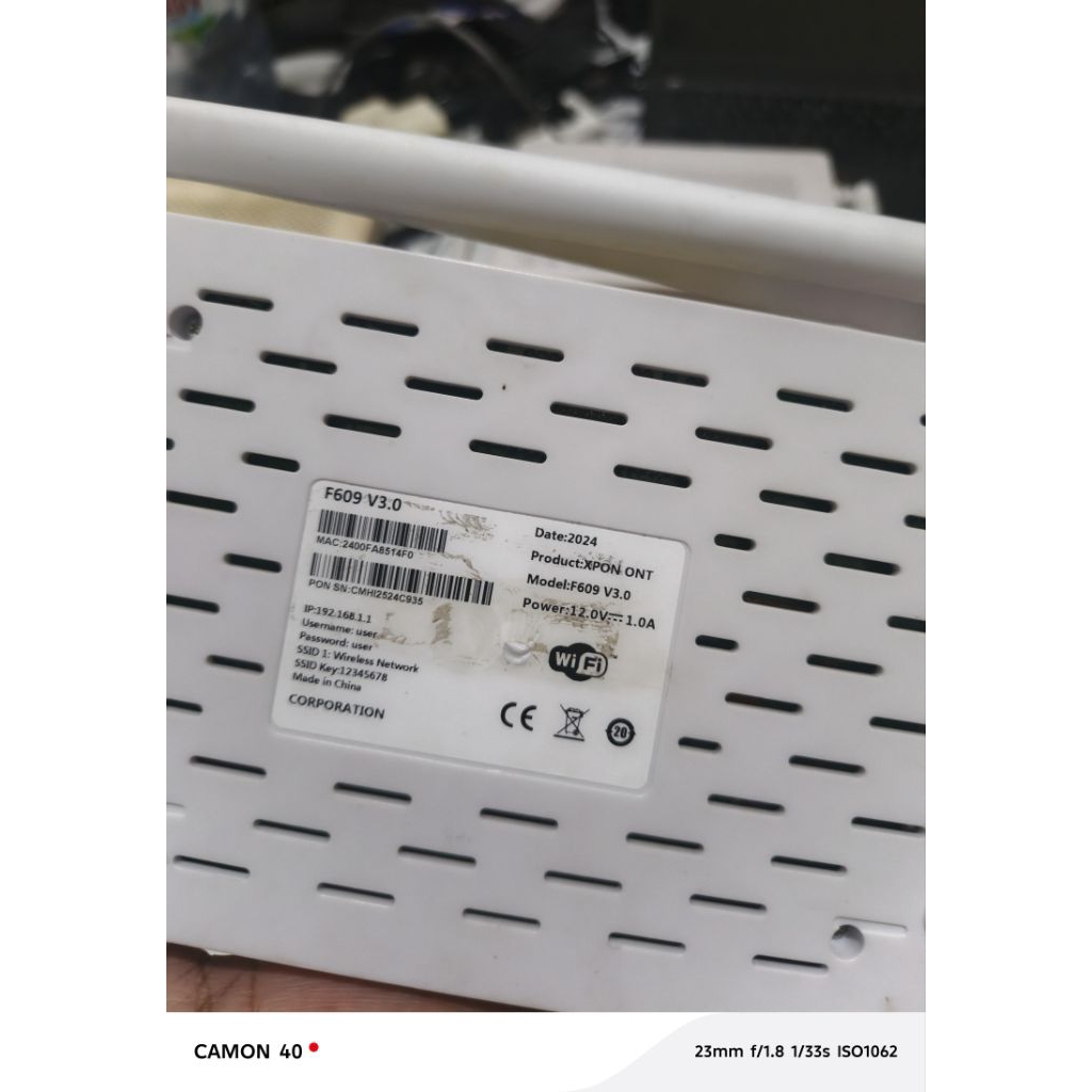 Router XPON F609 V3 Plus Adaptor