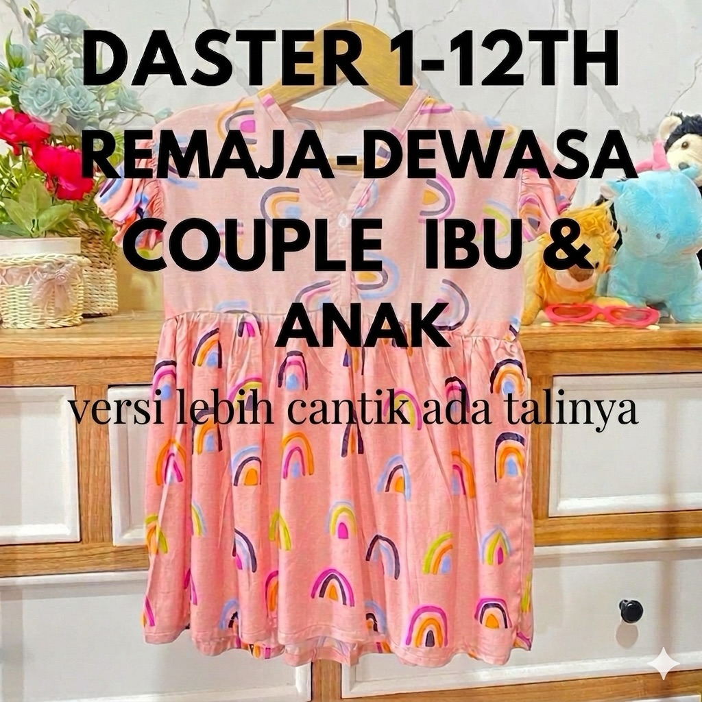 DASTER ANAK 0-12 TAHUN RAYON MOTIF BAYI 0-12 TAHUN DASTER ANAK MURAH/ BAJU ANAK PEREMPUAN DRESS ANAK
