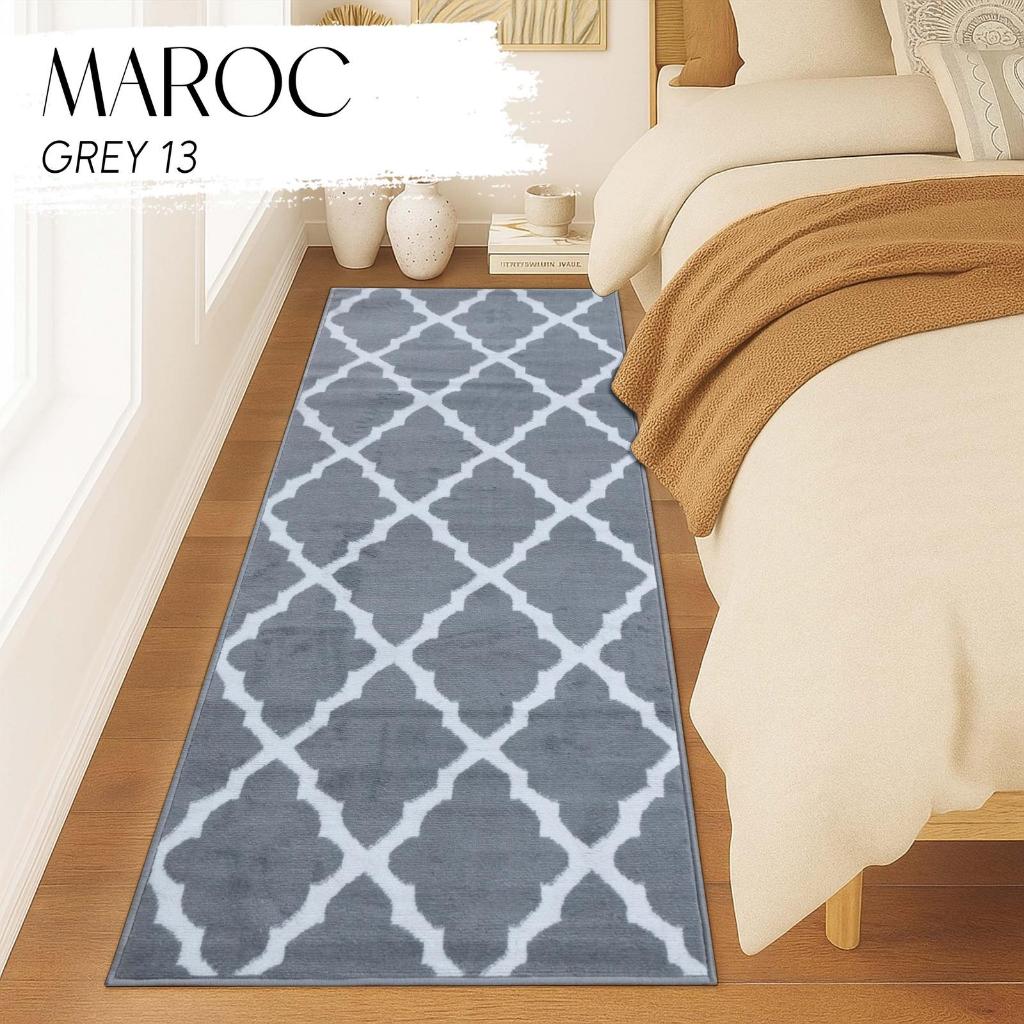 MAROC Karpet 80x200 cm GREY 13 Monokrom Local, Karpet Lantai, Karpet Bulu