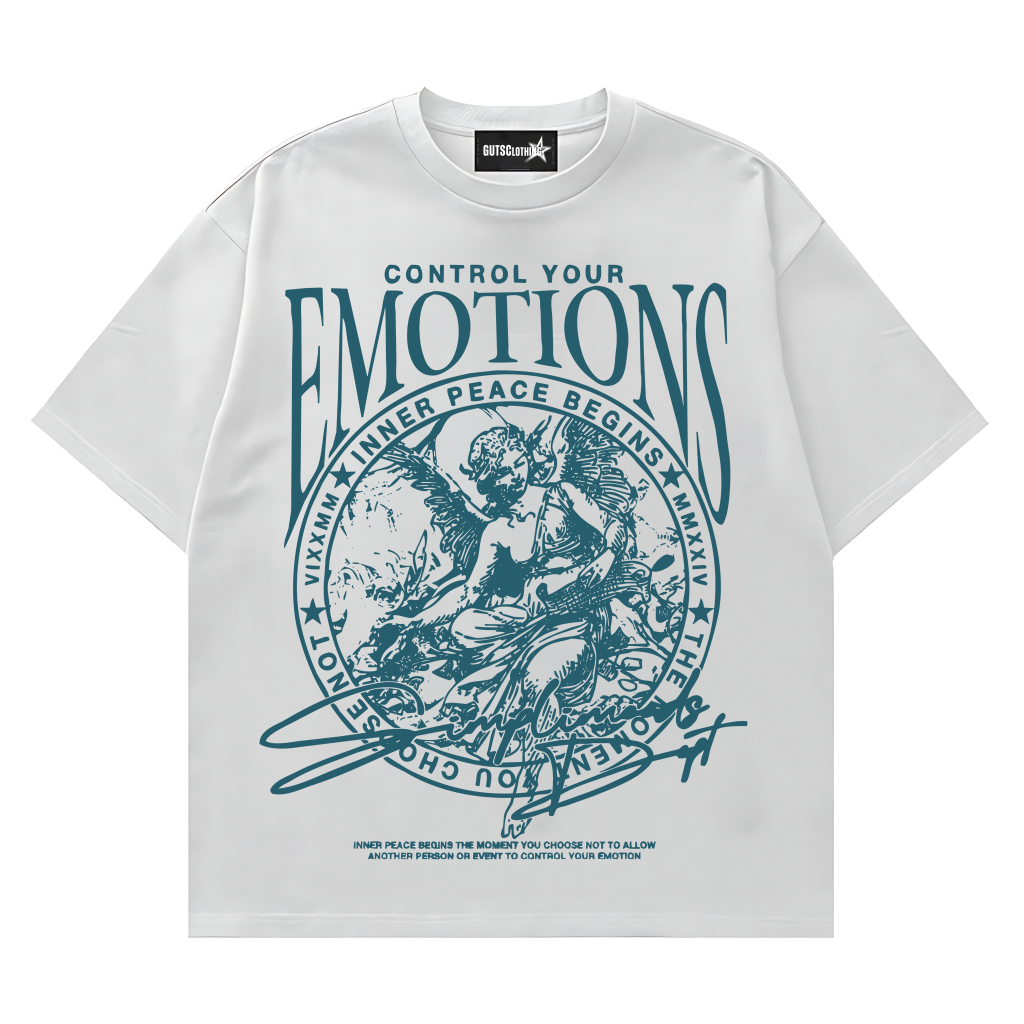 Oversize Tshirt EMOTIONS White Cotton Combed 24s Unisex