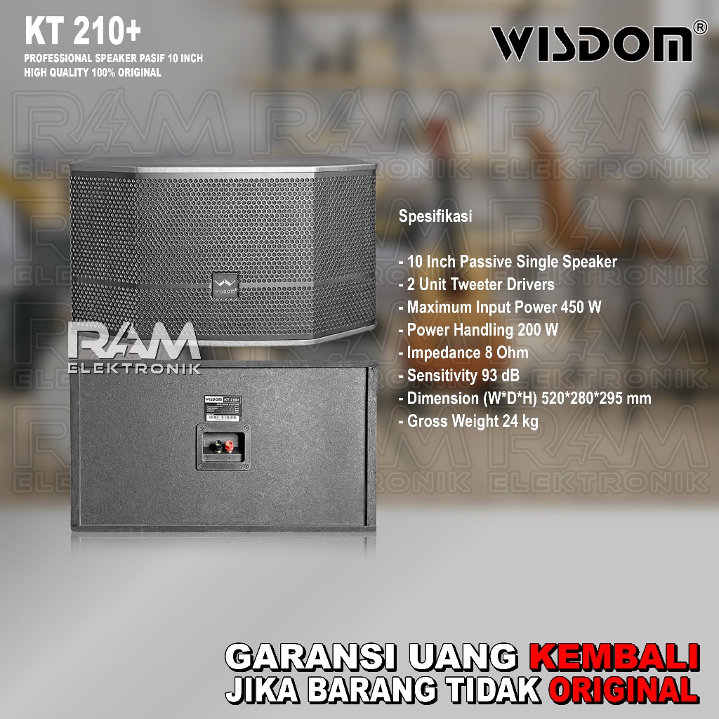 Speaker Pasif Gantung 10 Inch WISDOM KT210+ | KT 210+ | KT 210 + Original 450W