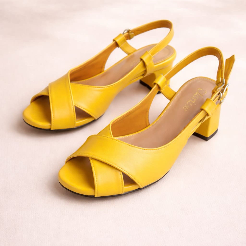 kiky shoes sandal sepatu heels hak tahu, sintetis premium by clarisse premium
