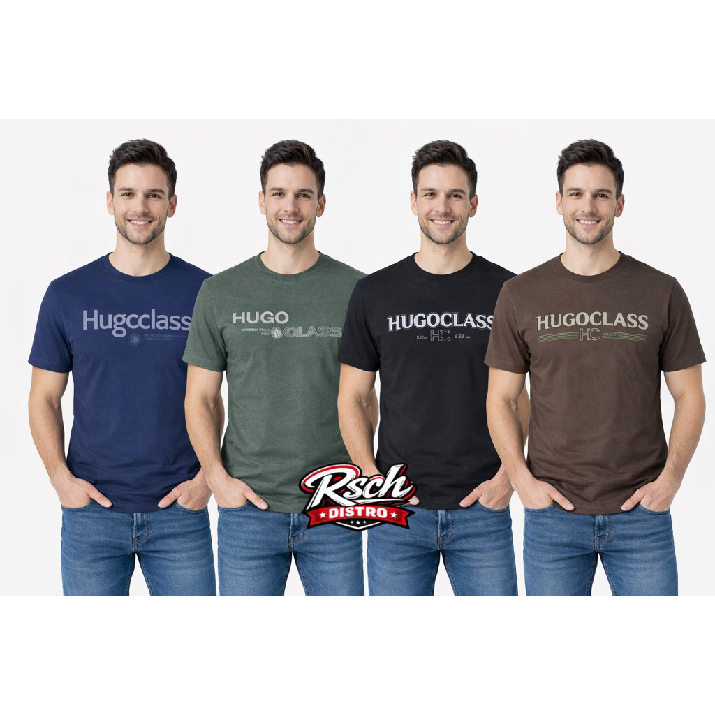 READY BIG SIZE JUMBO Kaos Oblong Distro Pria HUGO CLASS Original SABLON RANDOM Basic Lengan Pendek M