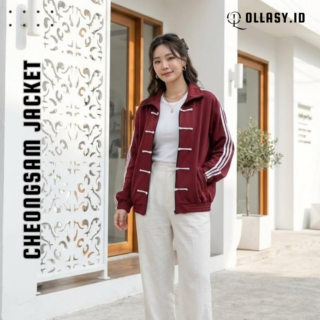 OLLASY.ID | CHEONGSAM JAKET FLEECE PREMIUM TRENDY PRIA WANITA ALLSIZE FIT TOL L