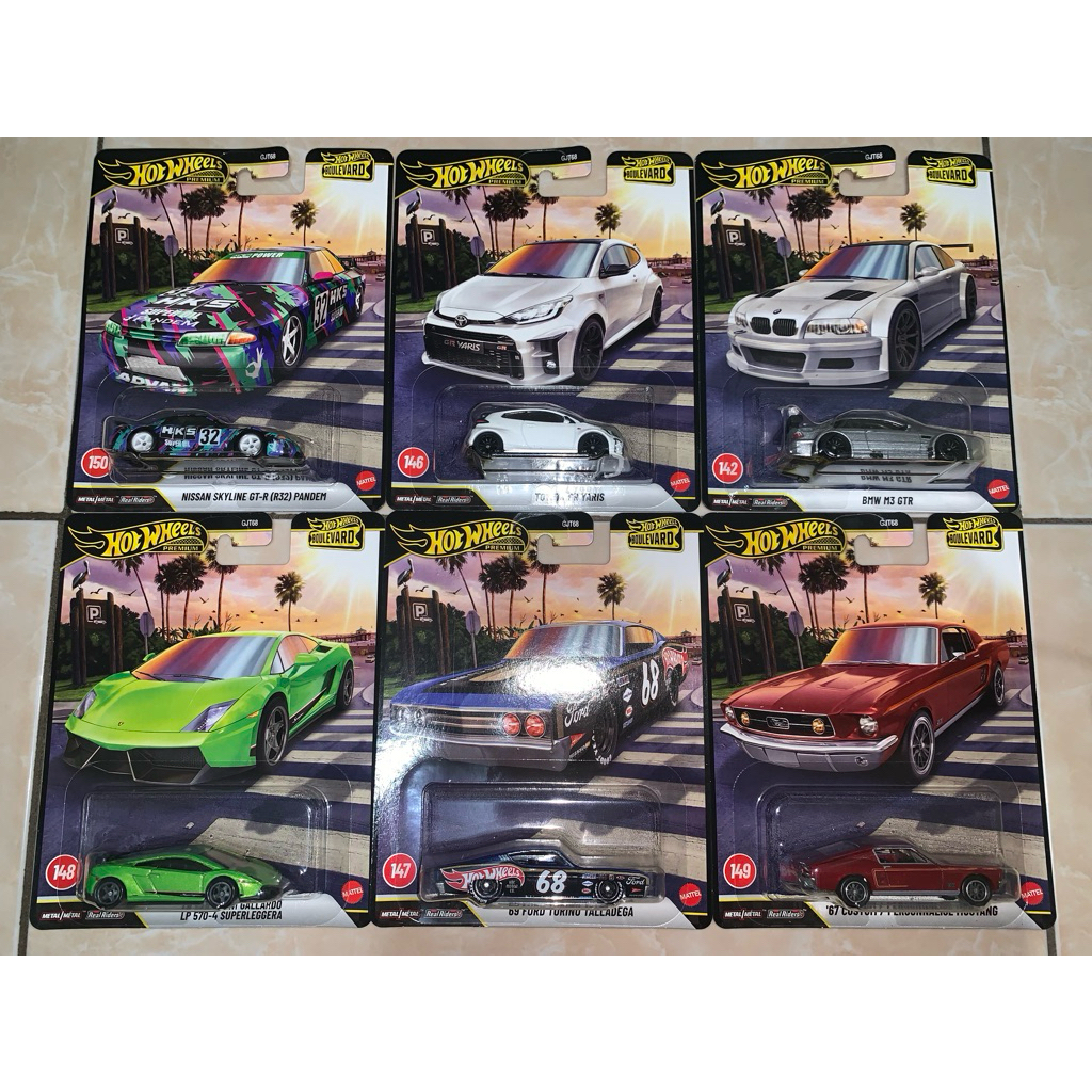 Hot Wheels Premium Boulevard BMW M3 GTR GR Yaris Lamborghini Gallardo Ford Torino Custom Mustang