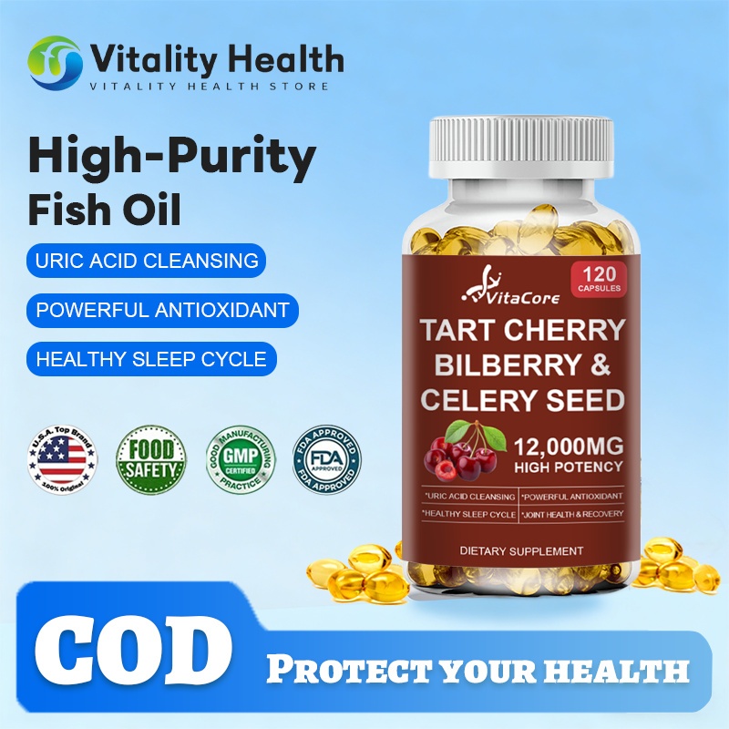 Vitacore Organic Tart Cherry Extract Capsules with Bilberry & Celery Seed Powerful Antioxidant & Ant