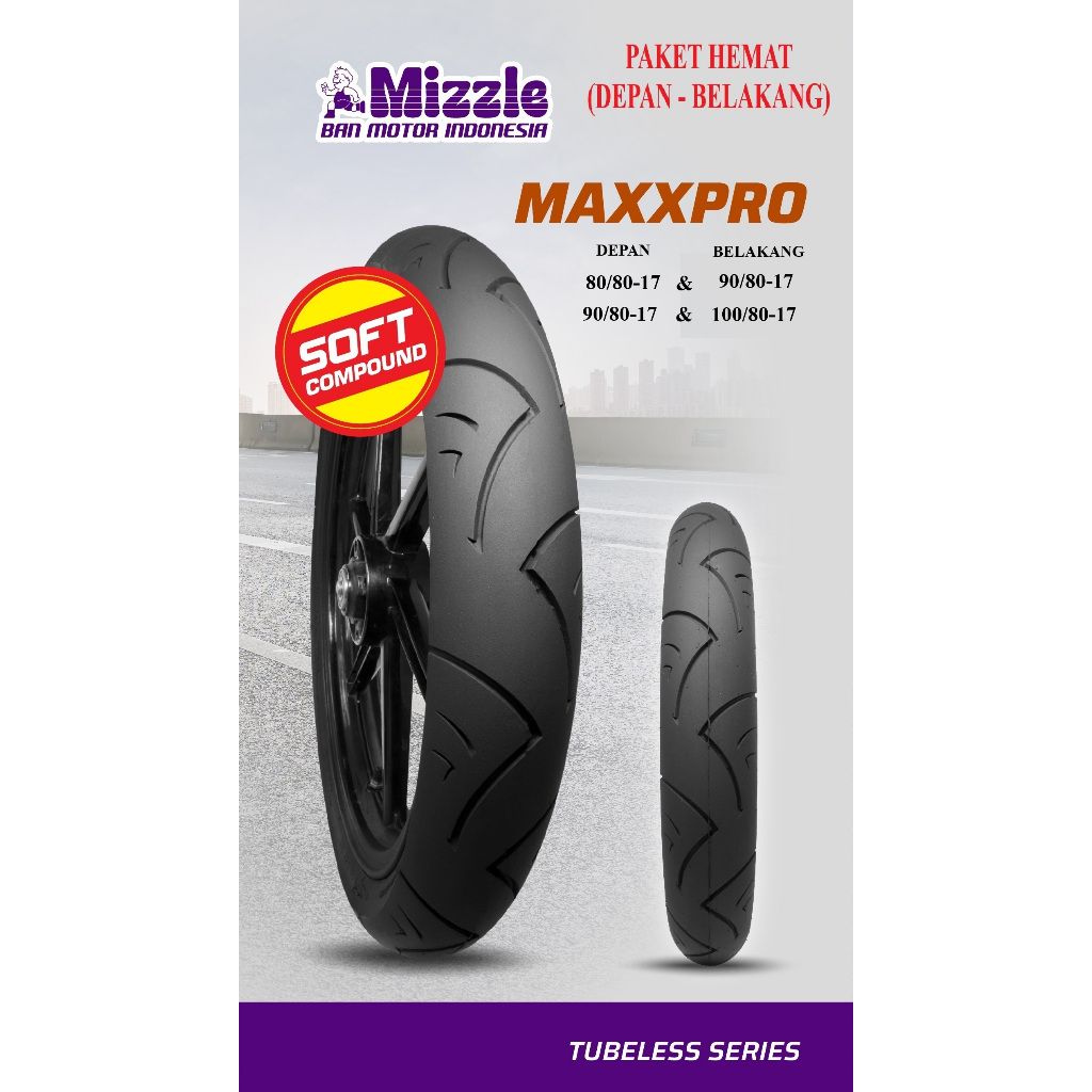 Sepasang Ban Motor MIZZLE MAXXPRO ring 17 (Tubeless)