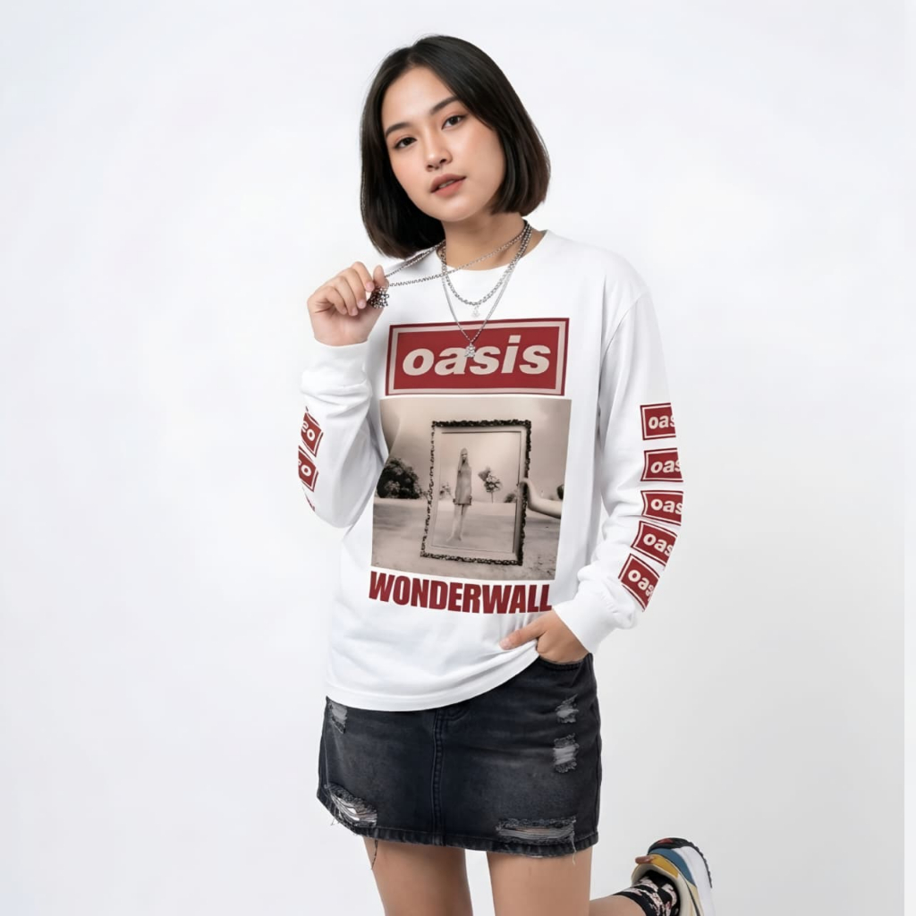 Metaphor Tshirt Oasis Wonderwall Kaos Vintage Panjang Putih