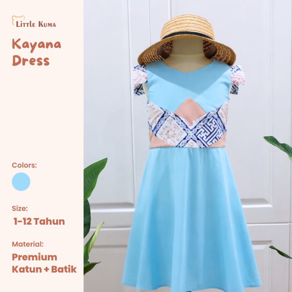 LITTLE KUMA - KAYANA DRESS | Dress Motif Batik Anak Perempuan 1-8 Tahun