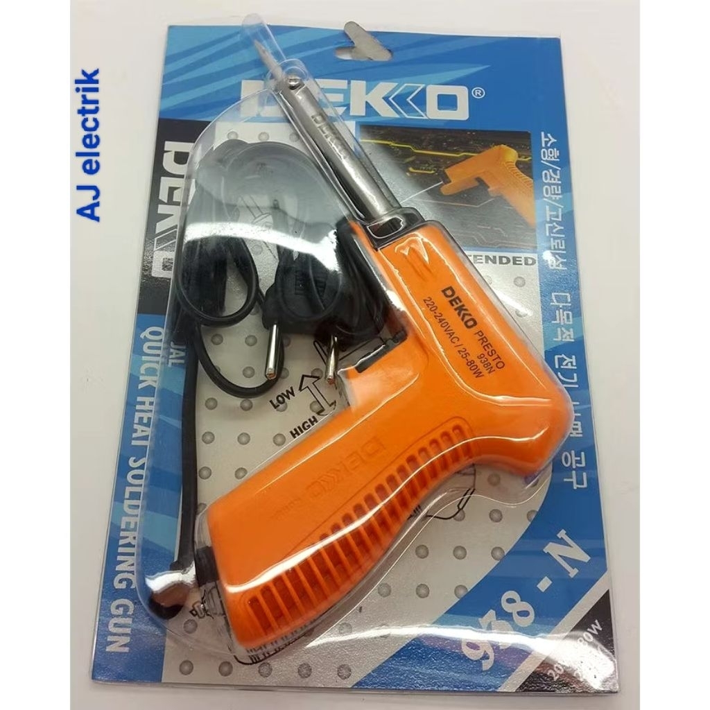 SOLDER Listrik Pistol DEKKO 25W-80W. Cepat Panas. Kualitas Bagus Presto 938N DEKKO Asli